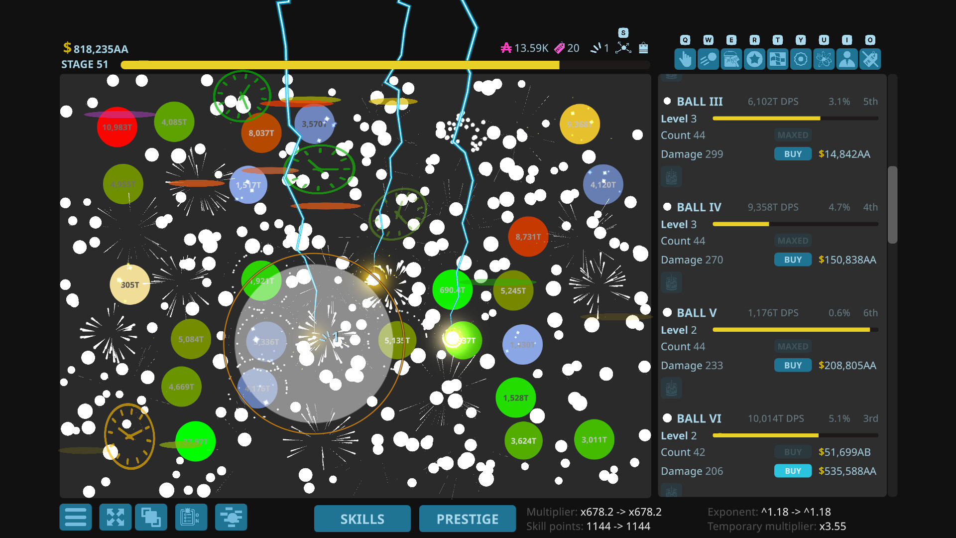 Gameplay de Ballatory: upgrades y núcleos