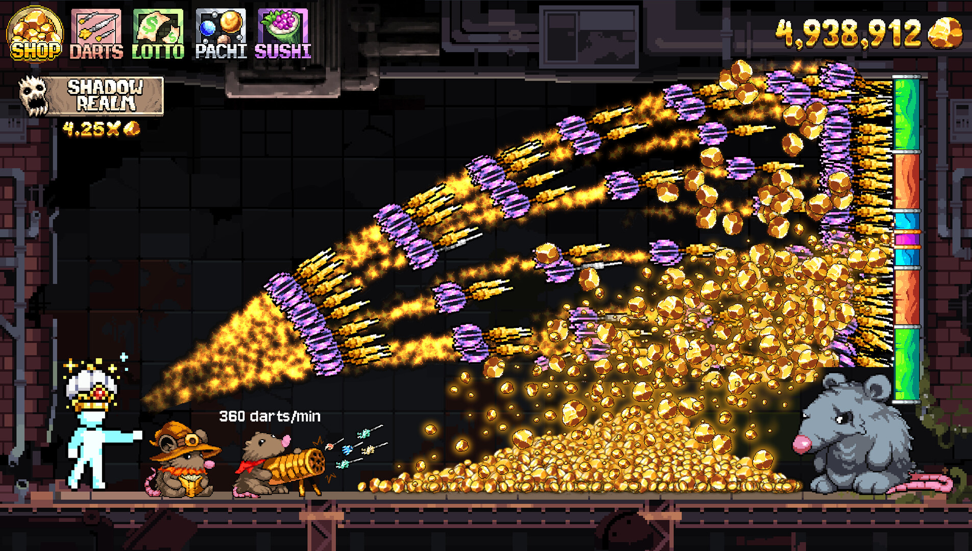 Gameplay de Fortune Mill: molino e idle