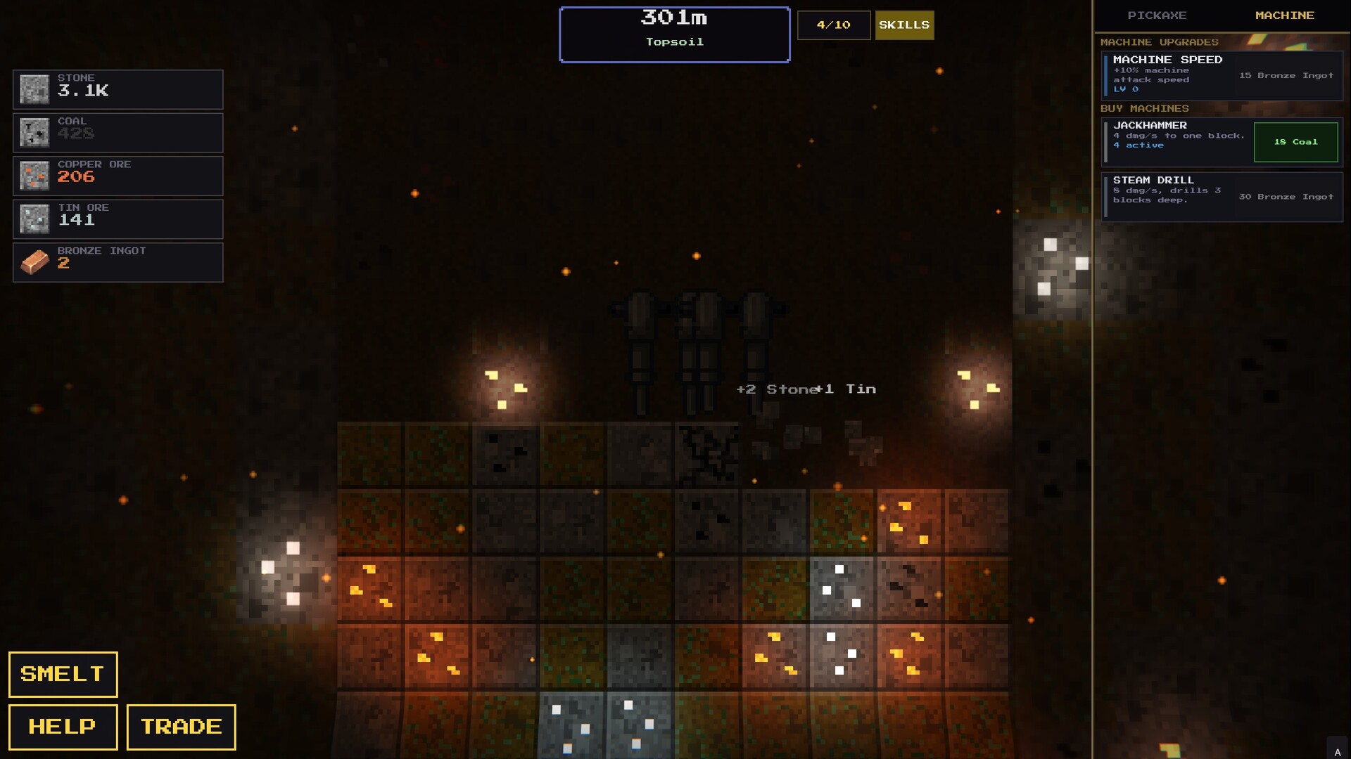 Gameplay de Idle Deepcore: minería