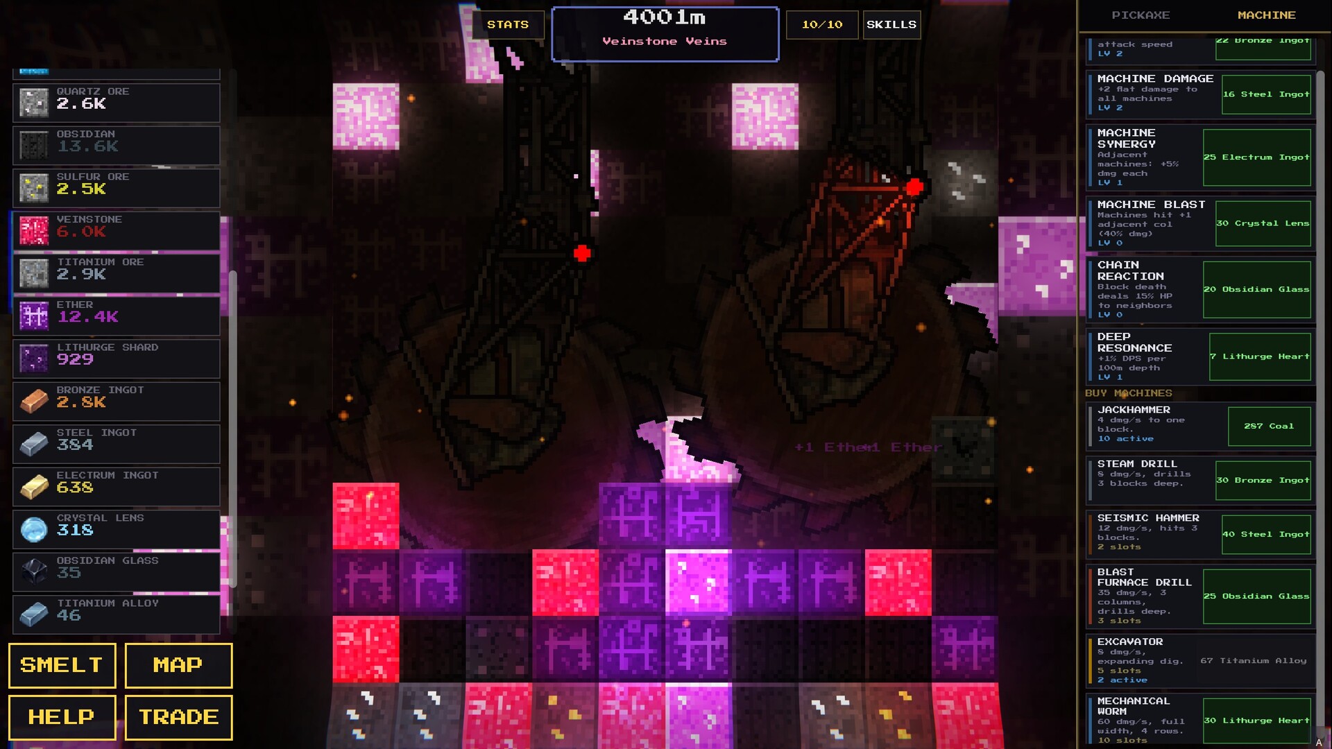 Gameplay de Idle Deepcore: automatización